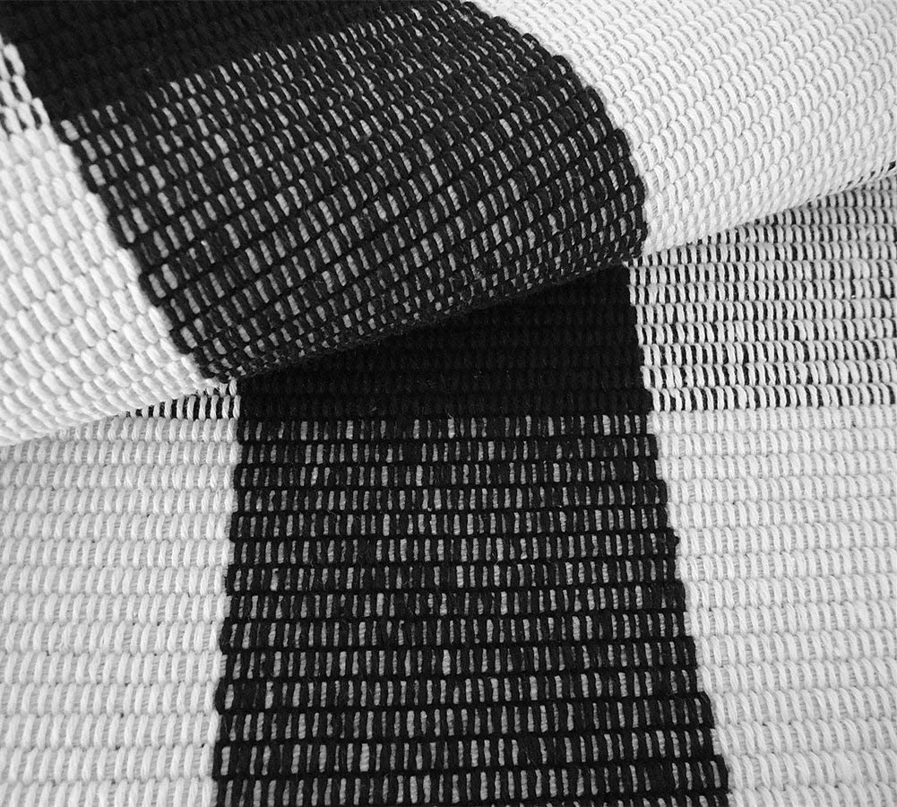 Rynx | Black and White Buffalo Check Rug 47'' X 71'', Kimode Country Cotton Woven Floor Mat, Washable Collection Living Room Rug for Living Room Bedroom Dining Room