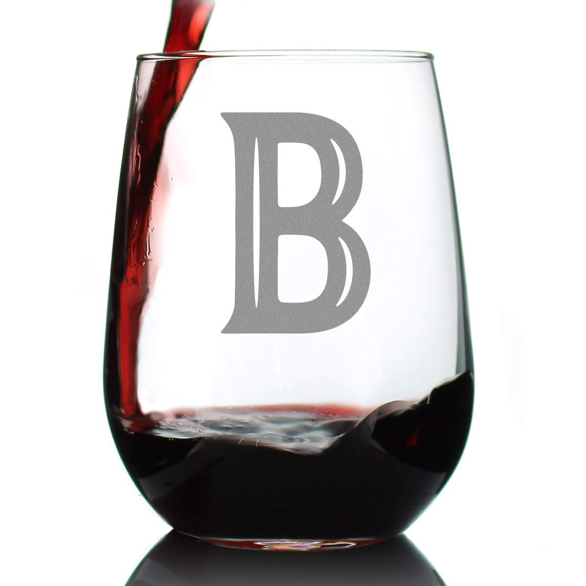 Rynx | Monogram Fet capital letter M - Without stem wine glass - Personalized gifts for women and men - Large engraved glass