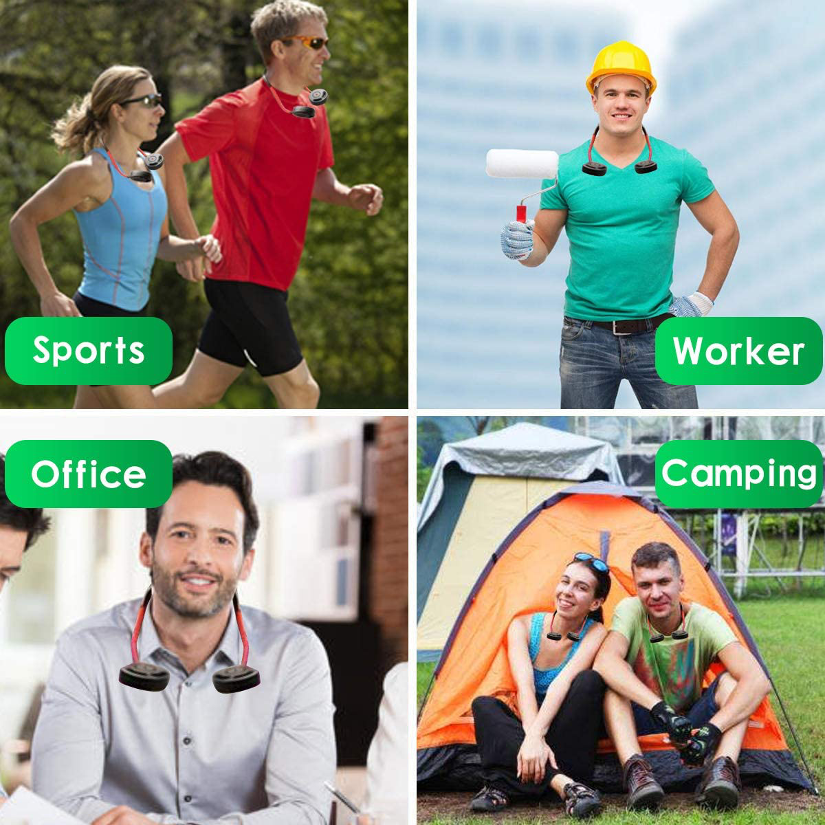 Rynx | Hands-free Portable Neck Fan, Mini USB Bladeless Personal Fan with Neck Hanging Design USB Rechargeable Battery with 3 Speeds Adjustable Airflow, 2 Fan Speeds for Travel Outdoor Office Home Sports