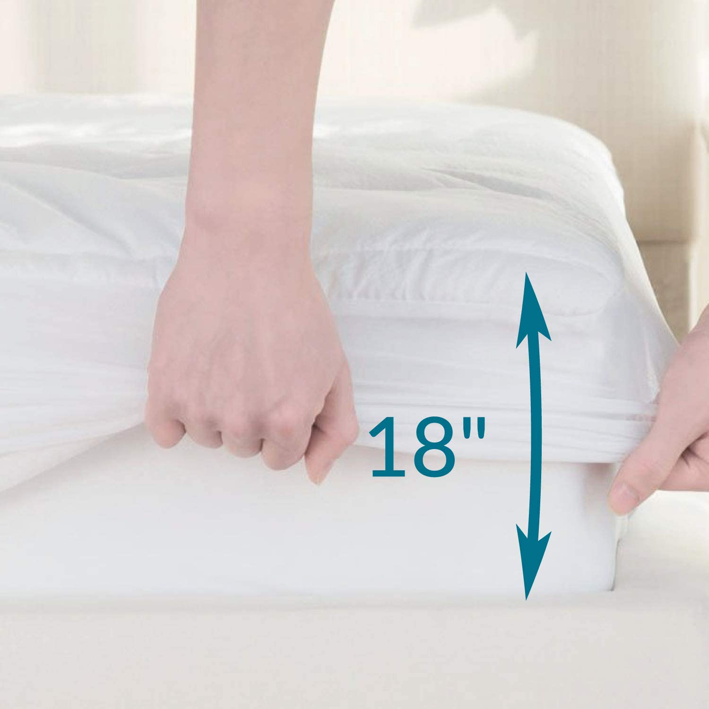 Rynx | Bedsure Queen Mattress Protector Deep Pocket - Padded Mattress Protector for Queen Bed Pillow Top Mattress Protector, Fitted Mattress Protector, 60 x 80 inches, White