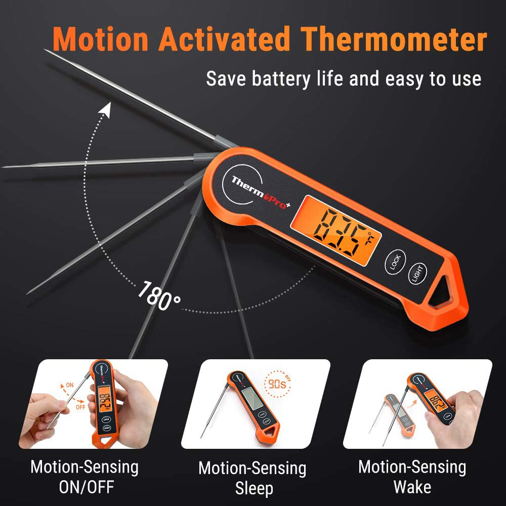 Rynx | ThermoPro TP19H Waterproof Digital Meat Thermometer for Grilling with Ambidextrous Backlit and Motion Sensing Kitchen Cooking Thermometer for BBQ Grill Smoker Oil Fried Candy Thermometer