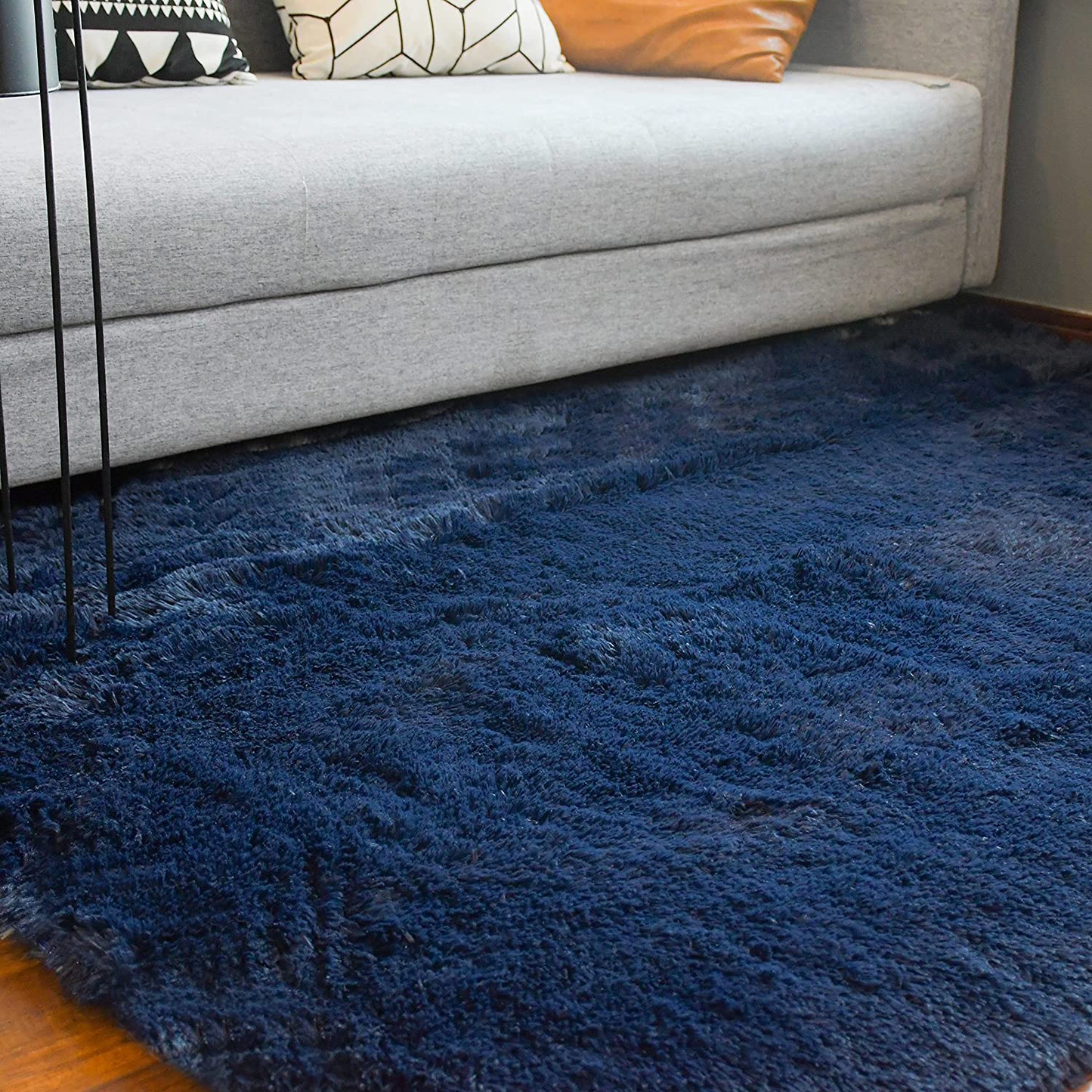 Rynx | 5X8 Navy blue area rugs for the living room Super soft floor fluffy rug Naturally comfortable thick fur mat Princess girls room rug (5x8 feet, navy blue)