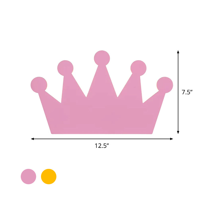Rynx | Crown Kids Bedroom Wall Light Made of Wood Cartoon LED Surface Wall Lamp in Yellow/Pink