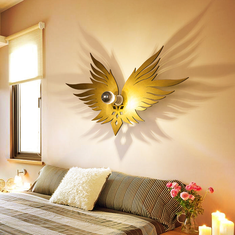 Rynx | Wooden Engraved Eagles Wall Lamp Nordic Single Beige/Gold/Coffee Wall Lamp Lighting for Living Room