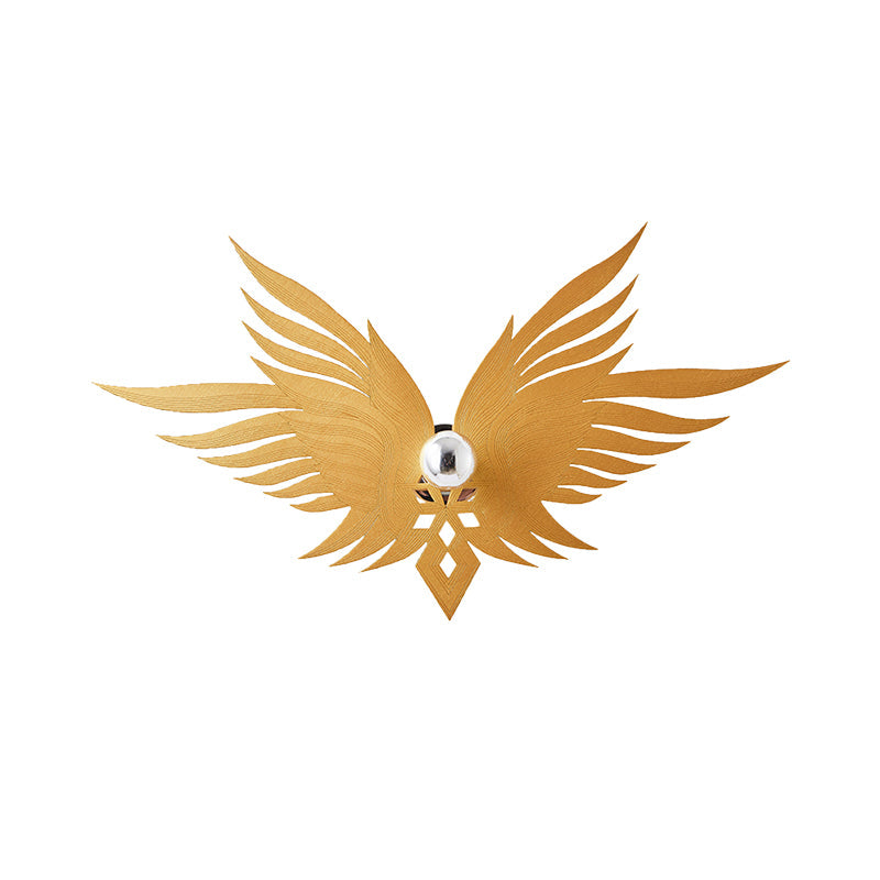 Rynx | Wooden Engraved Eagles Wall Lamp Nordic Single Beige/Gold/Coffee Wall Lamp Lighting for Living Room