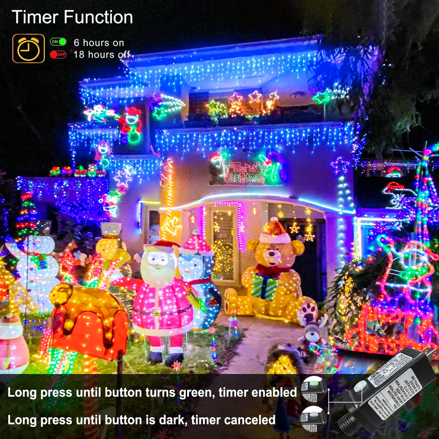 Rynx | Nielfoi 33Ft 400 Led Blue Iconic Fairy Lights - Waterproof Timer For Holiday Indoor/Outdoor Decor