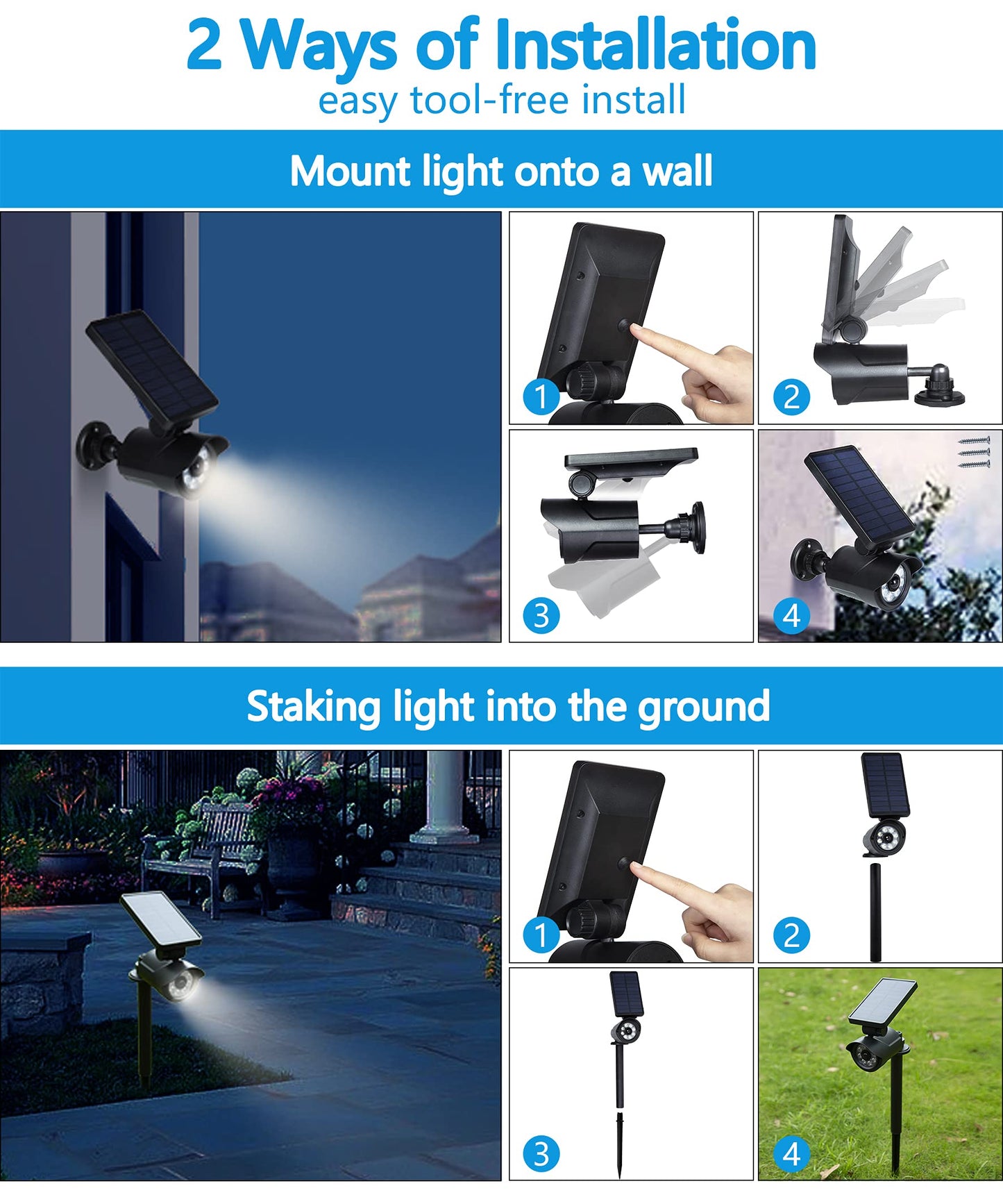 Rynx | Maksone Solarmotion Sensor Security Light - 2-in-1 Outdoor Spotlights With Flashing Red Led, 2 Pack