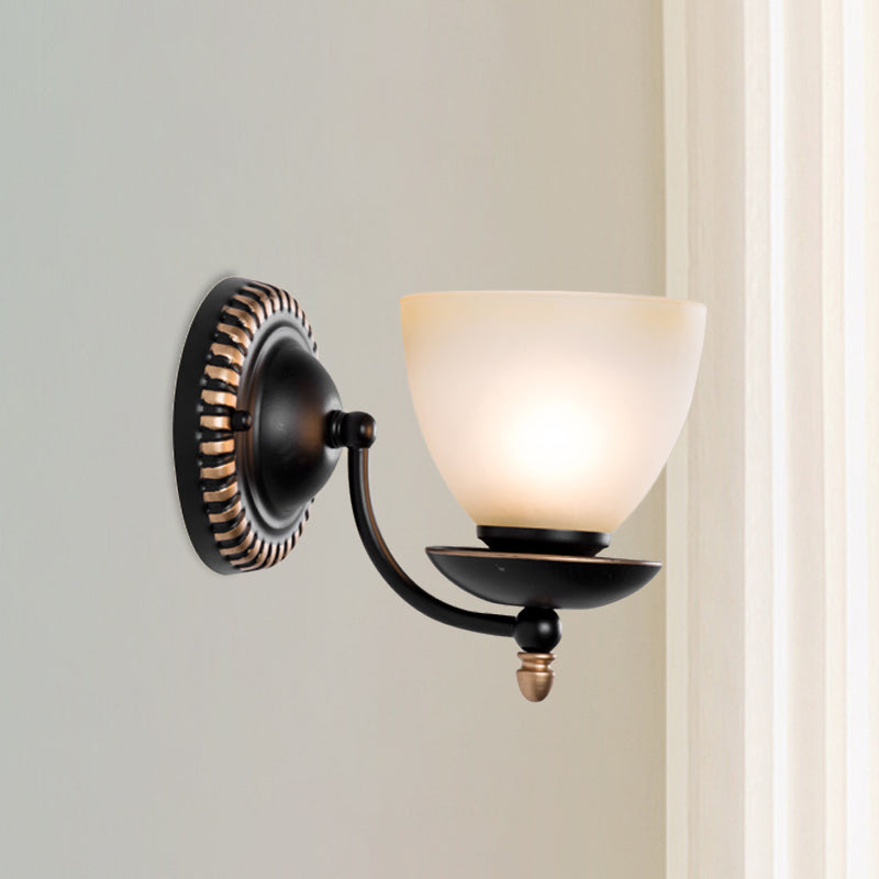 Rynx | 1/2-head Bud Wall Light Traditional black frosted white glass wall light for bedroom