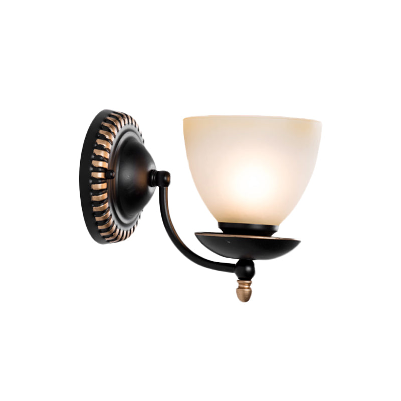 Rynx | 1/2-head Bud Wall Light Traditional black frosted white glass wall light for bedroom