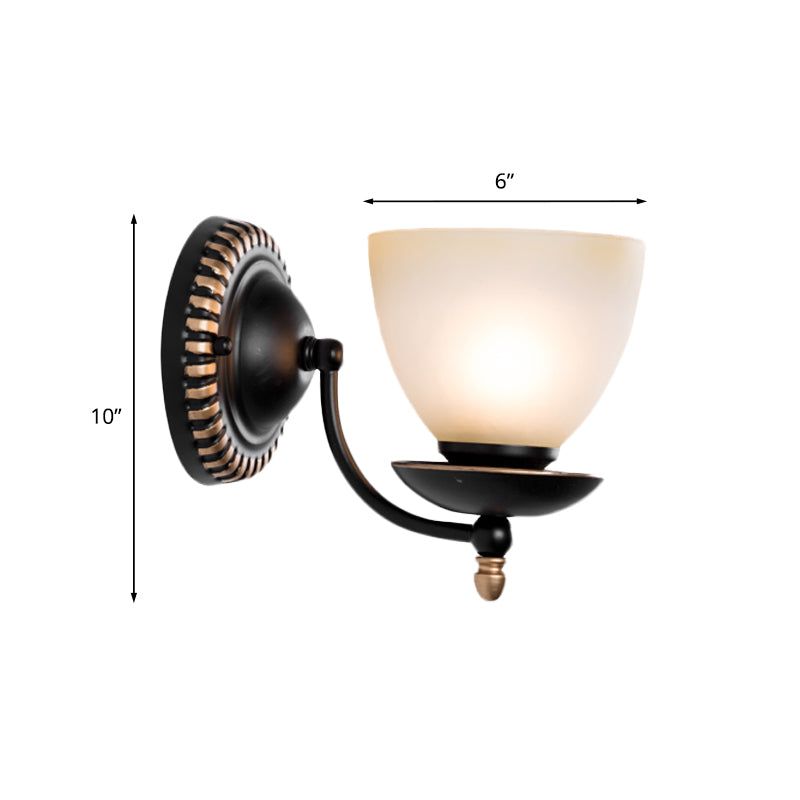 Rynx | 1/2-head Bud Wall Light Traditional black frosted white glass wall light for bedroom