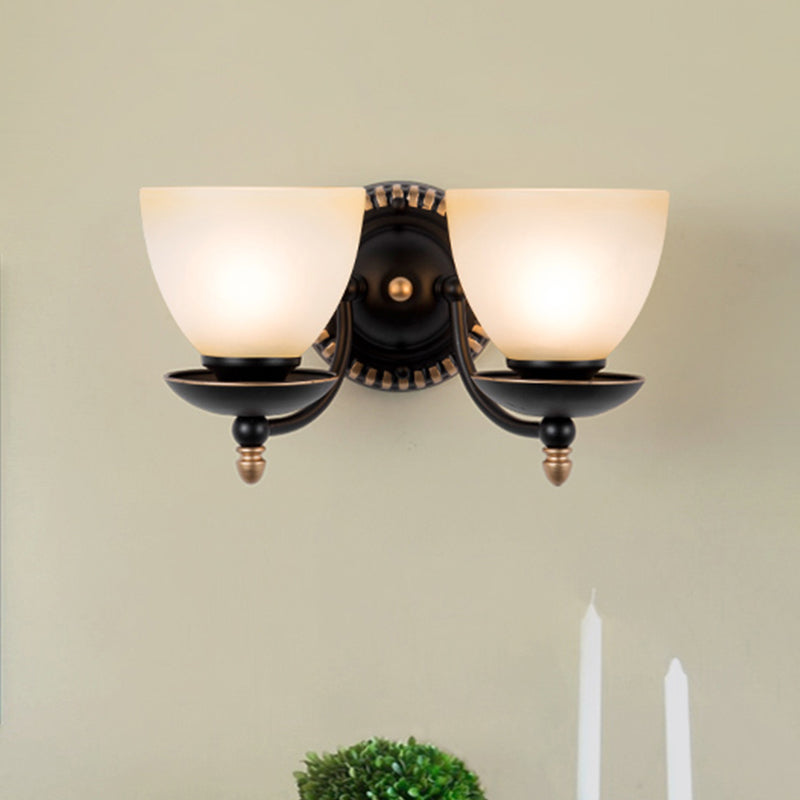 Rynx | 1/2-head Bud Wall Light Traditional black frosted white glass wall light for bedroom