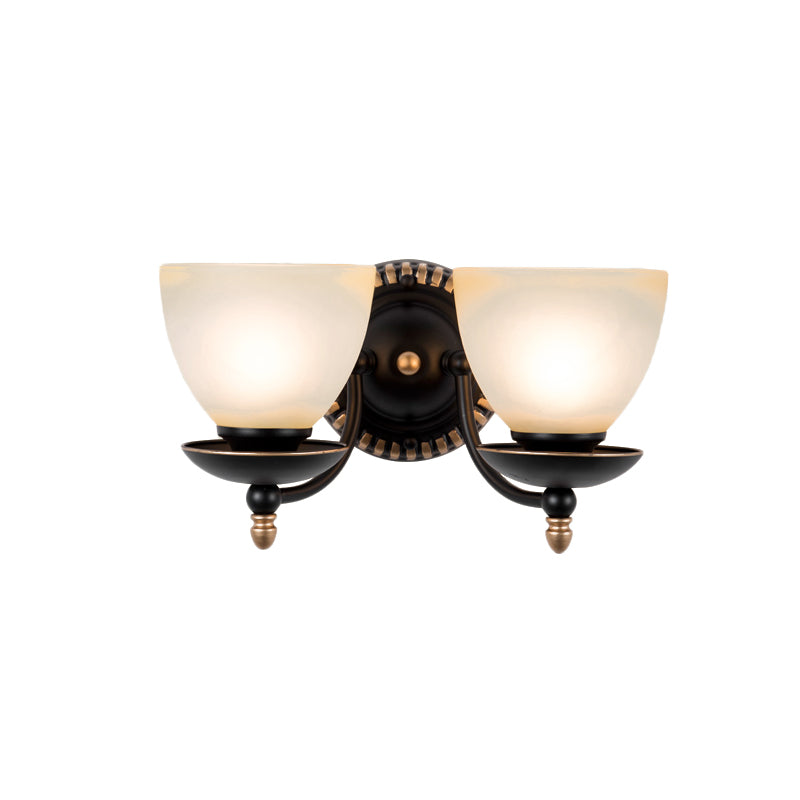 Rynx | 1/2-head Bud Wall Light Traditional black frosted white glass wall light for bedroom