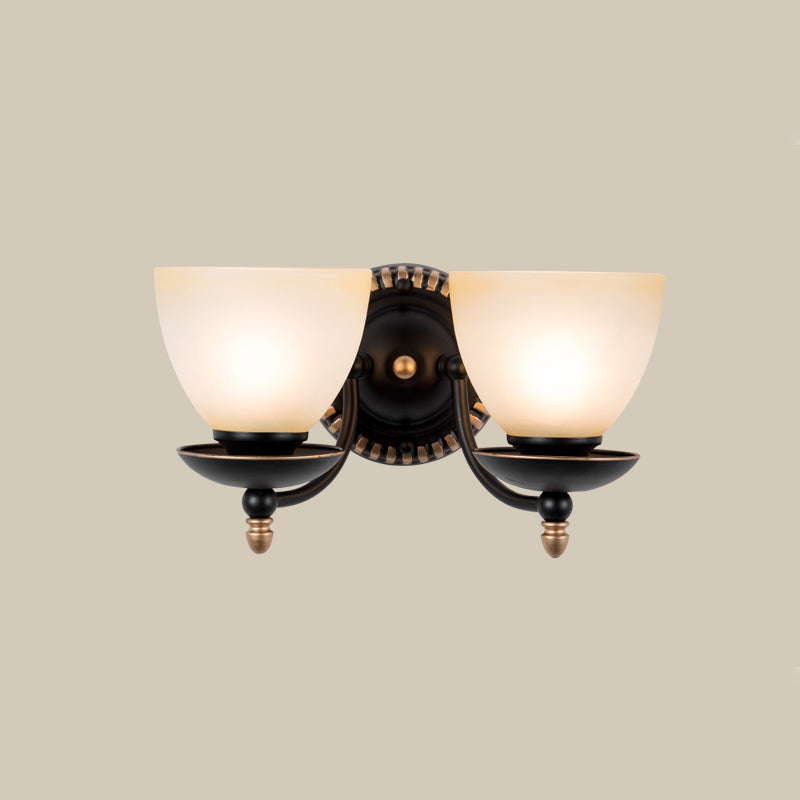 Rynx | 1/2-head Bud Wall Light Traditional black frosted white glass wall light for bedroom