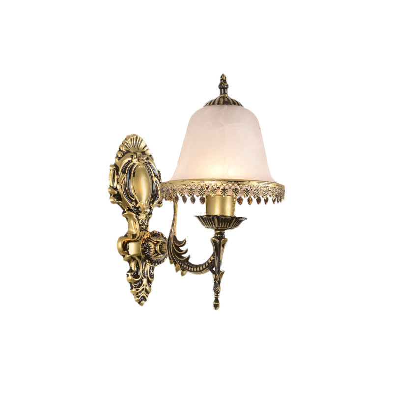 Rynx | Brass Bell Wall Lamp Lighting Fixture Classic Ivory Glass 1/2-Head Living Room Wall-Mounted Lamp