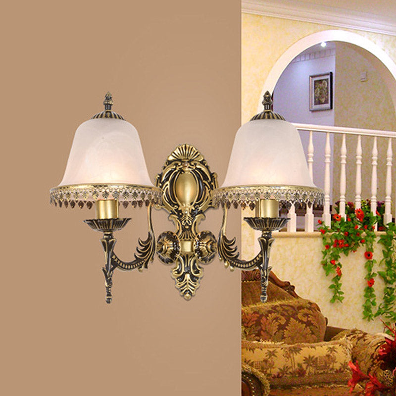 Rynx | Brass Bell Wall Lamp Lighting Fixture Classic Ivory Glass 1/2-Head Living Room Wall-Mounted Lamp