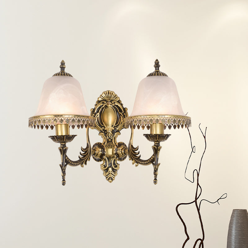 Rynx | Brass Bell Wall Lamp Lighting Fixture Classic Ivory Glass 1/2-Head Living Room Wall-Mounted Lamp