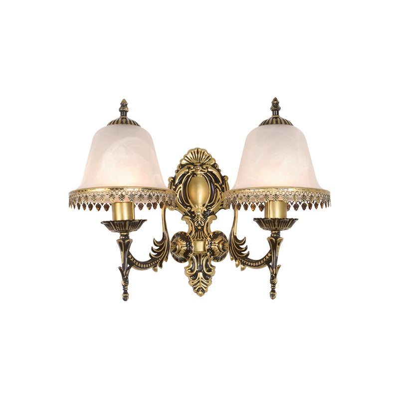 Rynx | Brass Bell Wall Lamp Lighting Fixture Classic Ivory Glass 1/2-Head Living Room Wall-Mounted Lamp