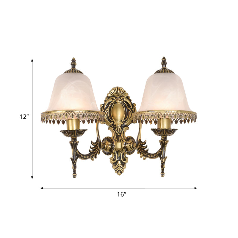 Rynx | Brass Bell Wall Lamp Lighting Fixture Classic Ivory Glass 1/2-Head Living Room Wall-Mounted Lamp