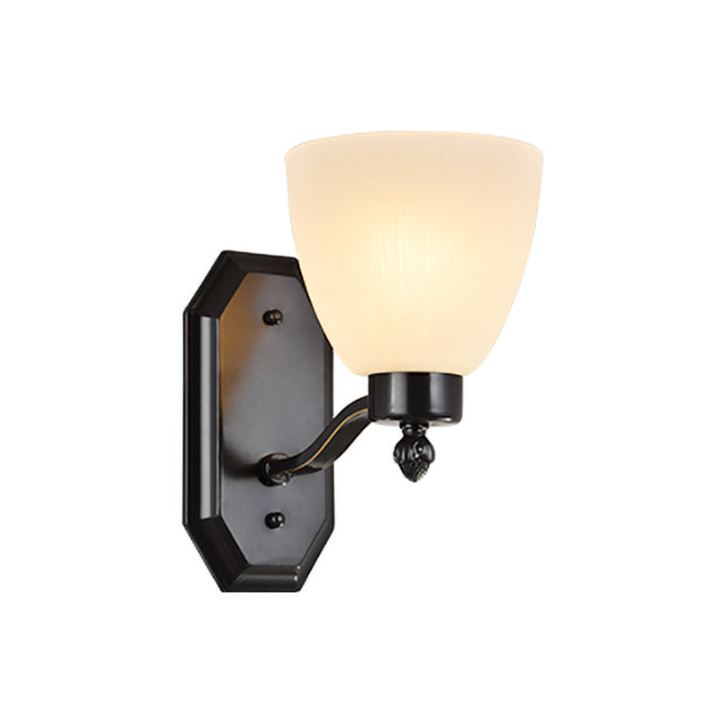 Rynx | Bud Living Room Wall Light Traditional Ivory Glass 1/2 Bulb Black Wall Light Lighting Fixture