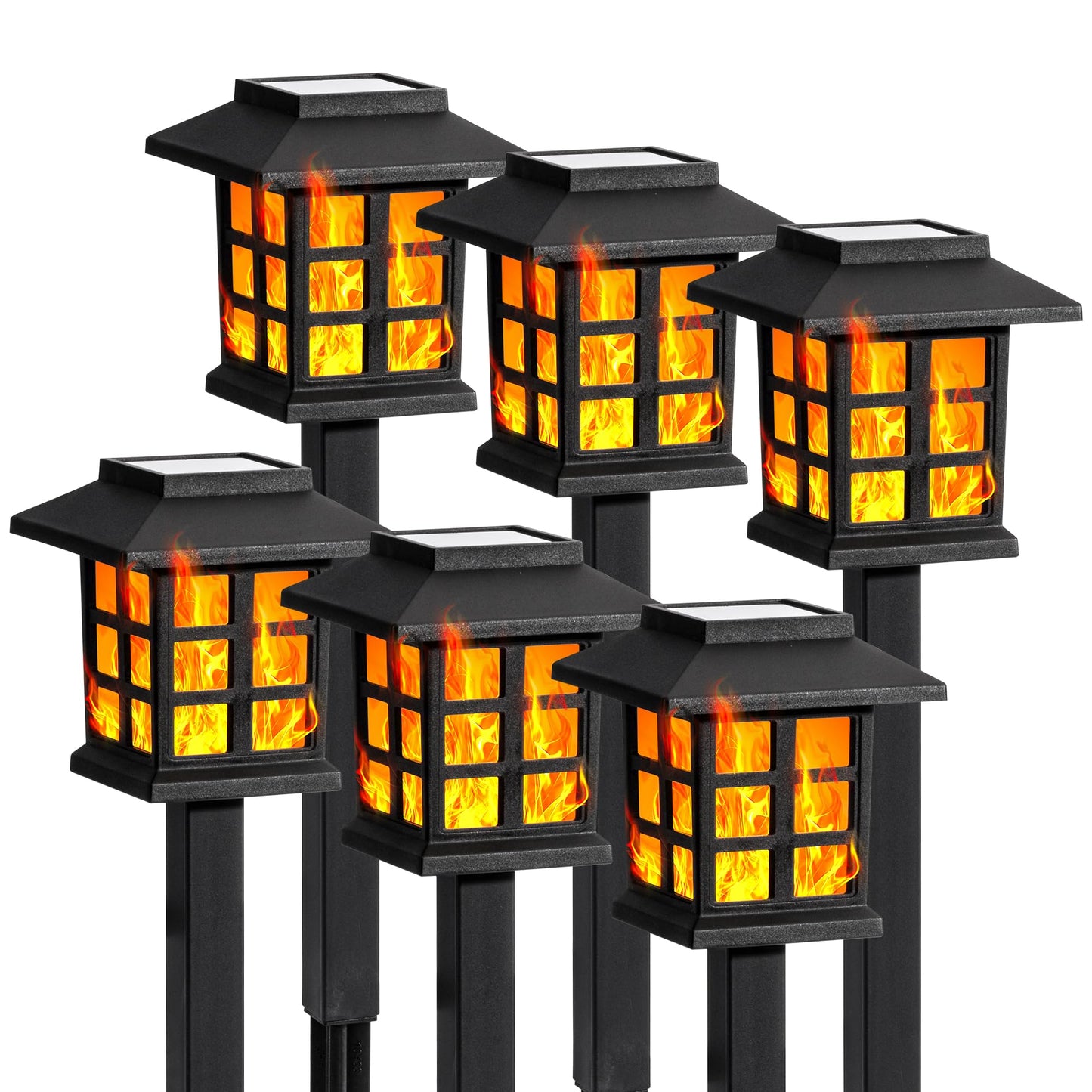 Rynx | Gigalumi Solar Light For Outdoor, 6 Pack Flaming LED Solar Outdoor Lights, Waterproof Solar Garden Lights Maintains 10 Hours Of Lighting For Christmas, Garden, Landscaping, Pathway, Yard, Patio