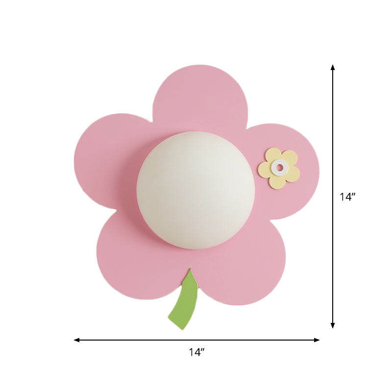 Rynx | Flower Wall Light Wall Lamp Cartoon Wood 1-Light Pink Finish LED Wall Mount Lamp Fixture