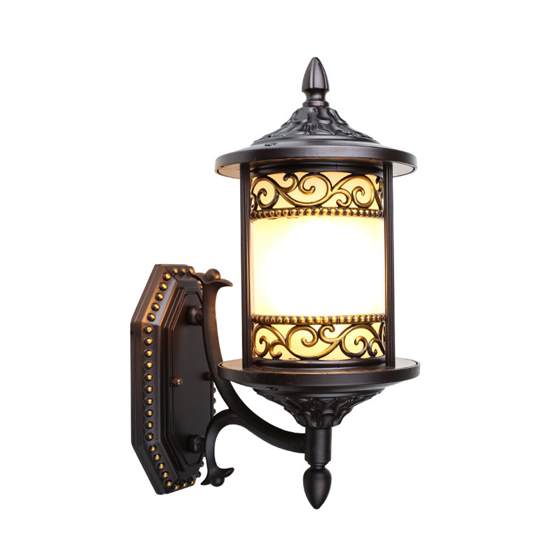 Rynx | Swoop Opal Glass Wall Light Country House Style Single Shade Garden Wall Light in Dark Coffee