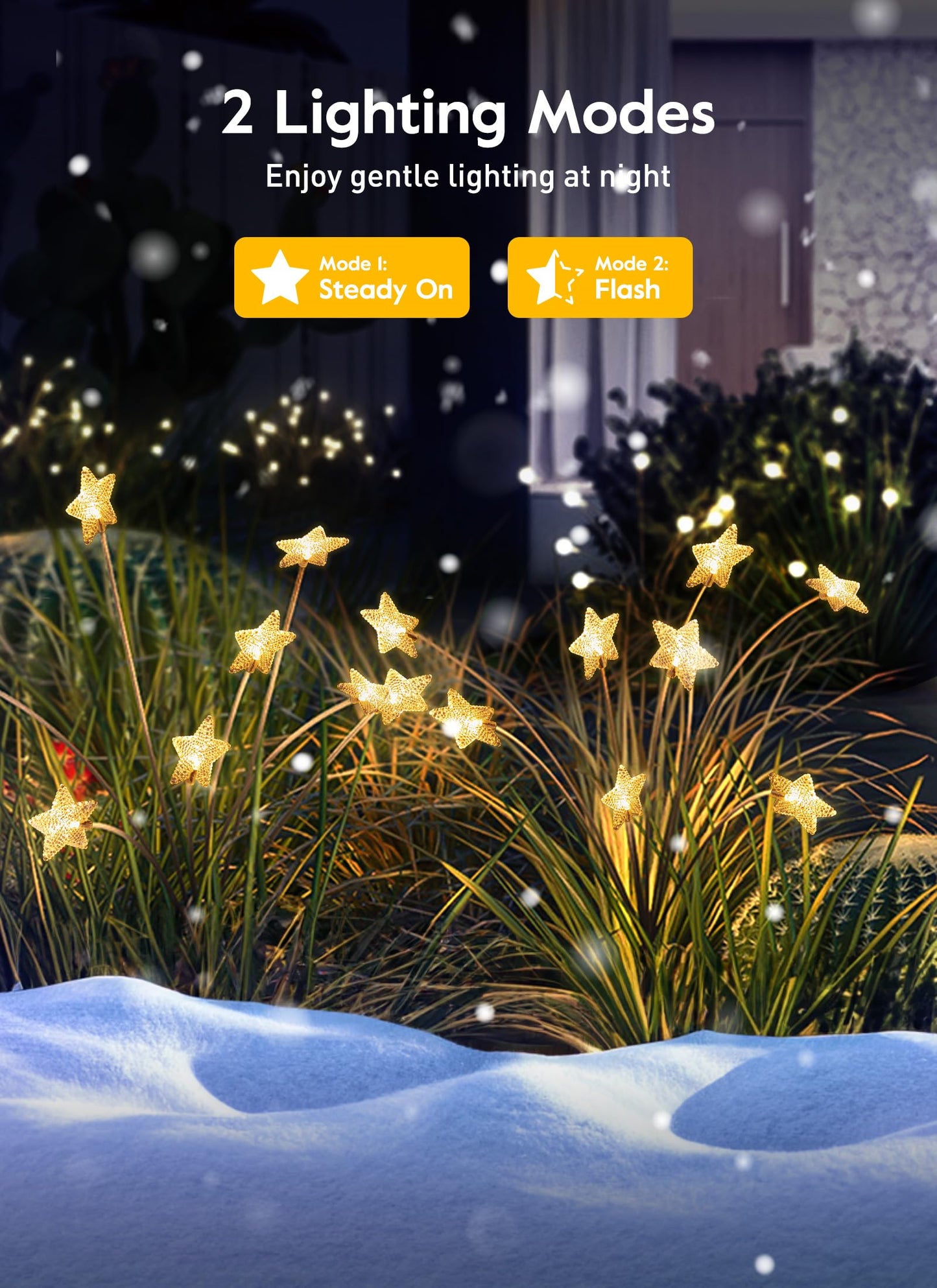 Rynx | Brightown Star Christmas Path Light - 4-Pack 48 LED Solar Garden Light, Waterproof, Warm White