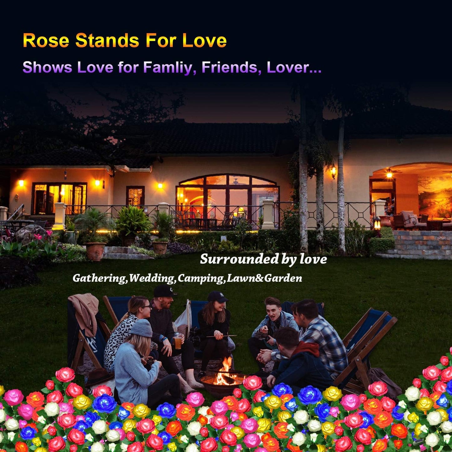 Rynx | Ywywled Sunflower Lights - 20 Blue Led Waterproof Garden Stake Lights, 4 Pack