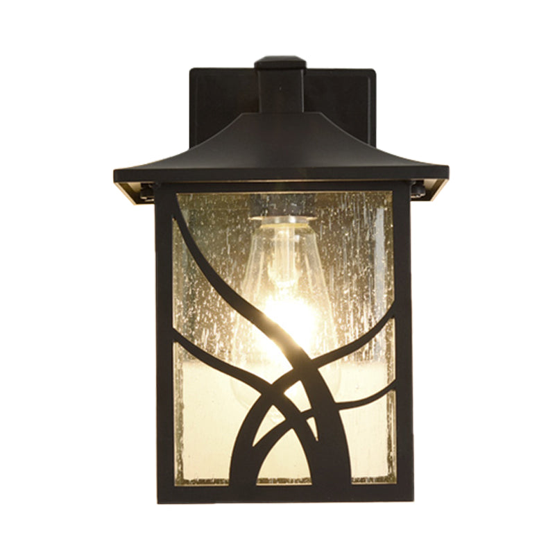 Rynx | Open Bottom Courtyard Sconce Lodge Clear Glass 1 Light Dark Coffee Wall Light Fixture