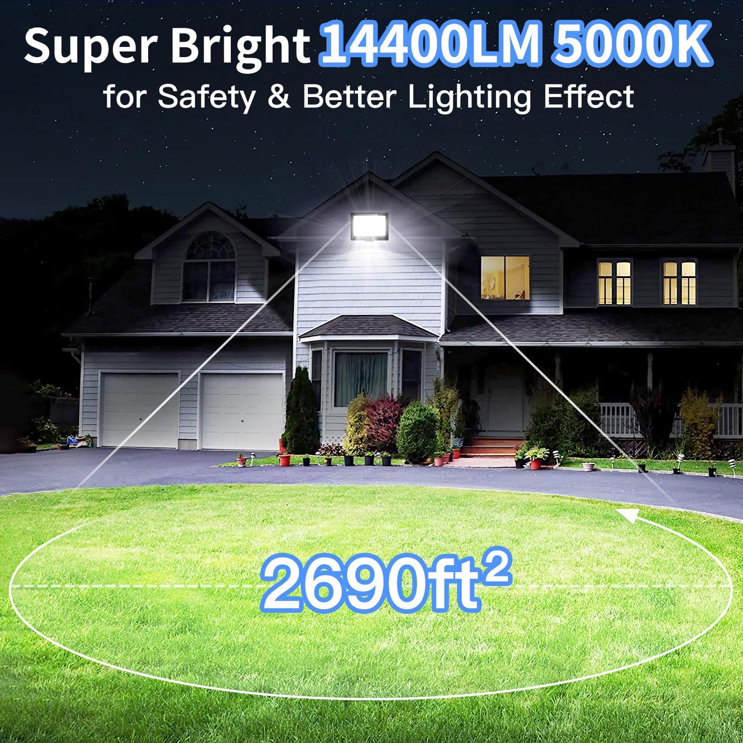 Rynx | Isuerfy 120W Led Floodlight Outdoor, 14400Lm, Ip66 Waterproof, 5000K Daylight White,