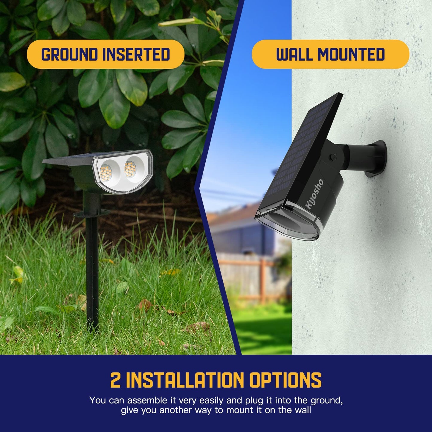 Rynx | Kyosho Solar Spot Light, 38 Leds, Ip67 Waterproof, 2 Pack - Warm White Garden Lighting