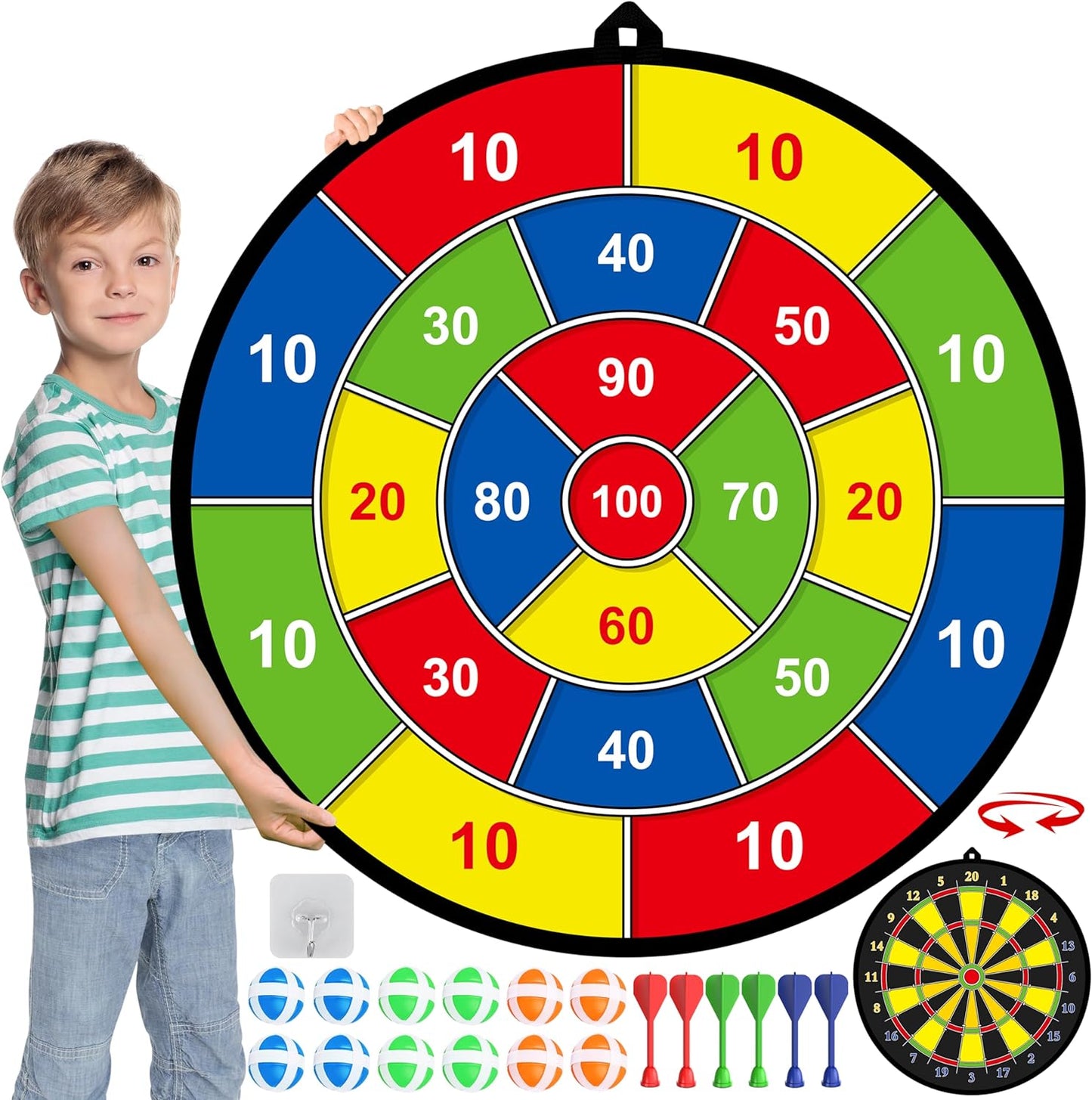 RYNX | Large Double-Sided Dartboard For Kids – Play, Learn And Relax