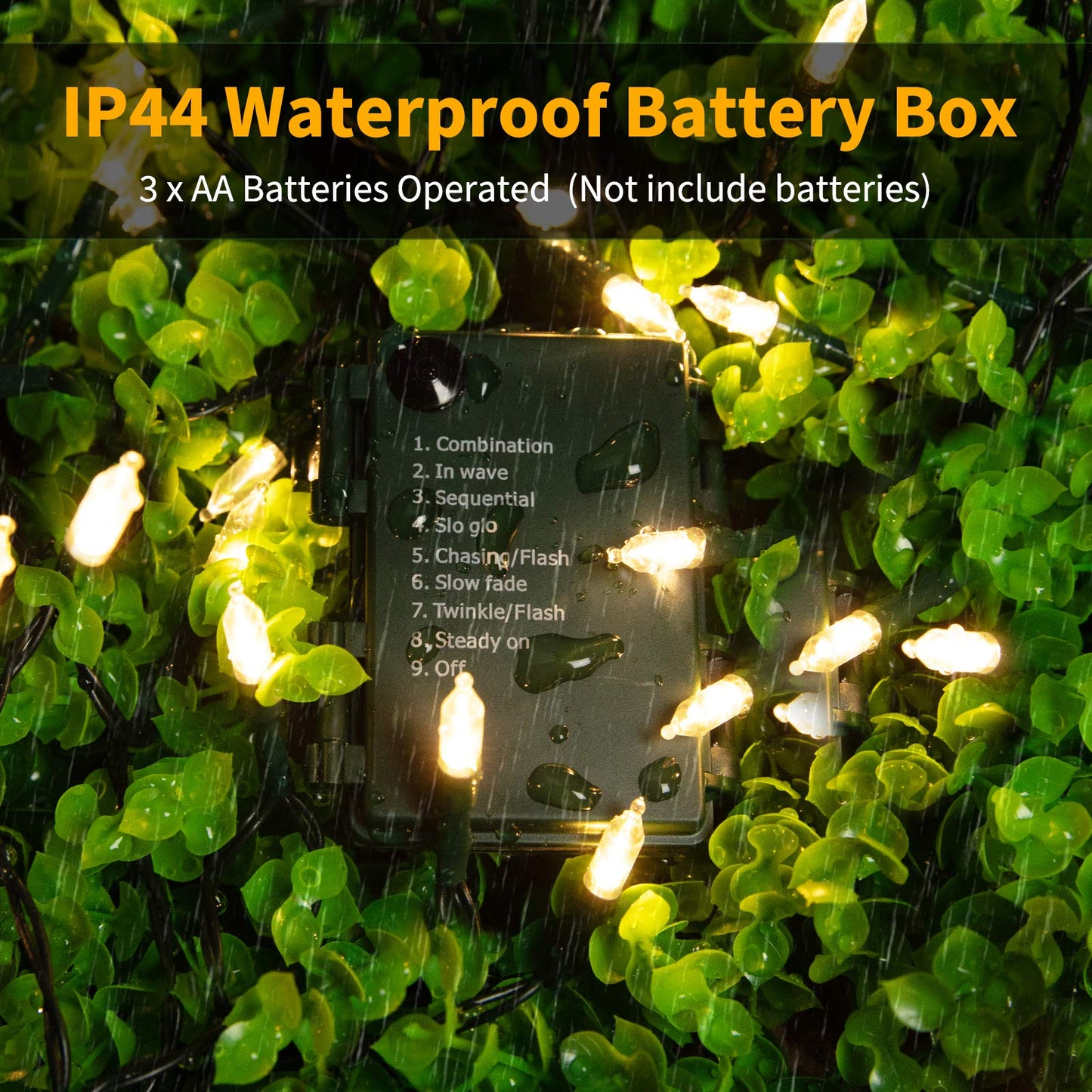 Rynx | Brightown 50 LED Battery Powered Christmas Lights, 18 Foot Waterproof Mini Light Strings, Warm White