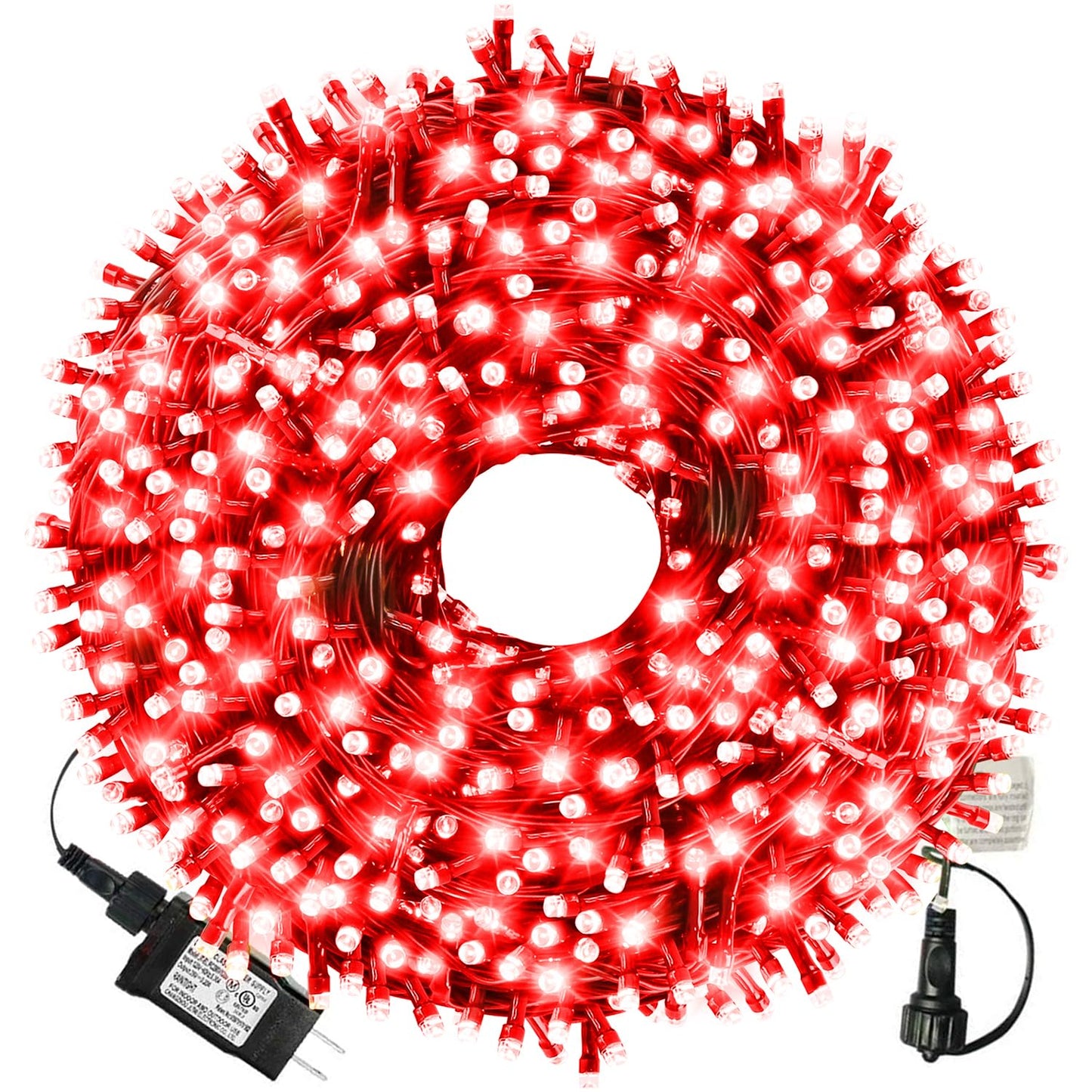 Rynx | Xtf2015 105Ft 300 Led Christmas Light Chains, End-to-End Plug 8 Modes Christmas Stockings - Ul Certified - Outdoor Indoor Fairy Light Sources Christmas Tree, Patio, Garden, Party, Wedding, Holiday (Red)