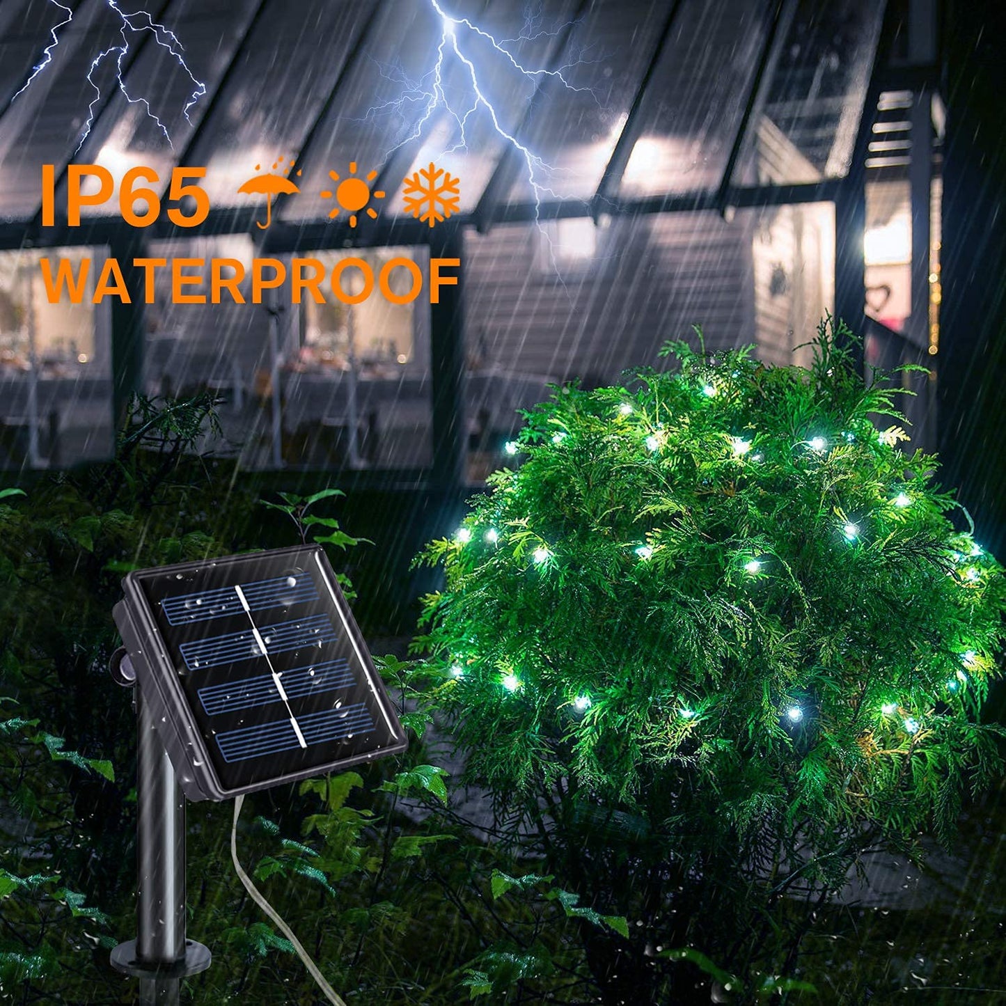 Rynx | Qitong 144Ft White Solar Light, 400Led Outdoor String Light, 8 Modes, Waterproof