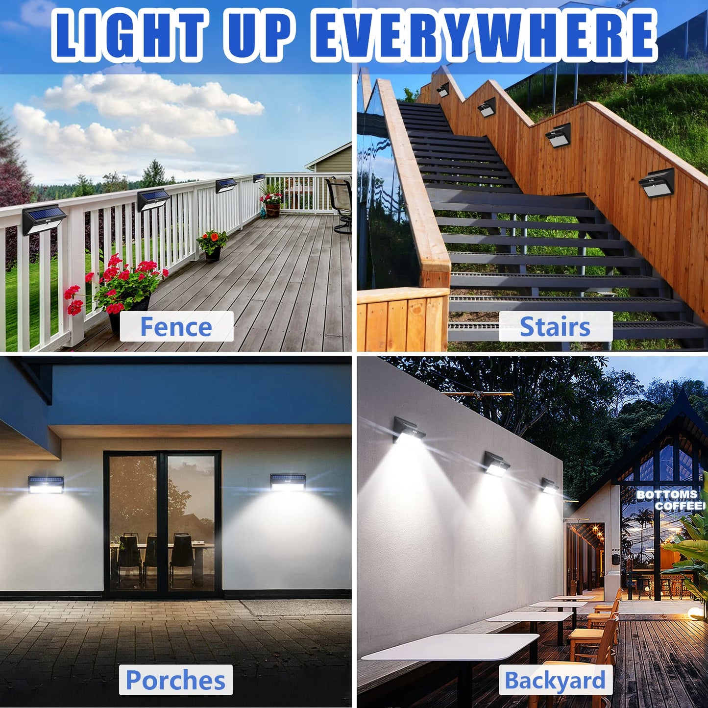Rynx | Baxia Technology 100 LED Solar Motion Sensor Lights, Waterproof Outdoor Security Wall Lights, 2-pack