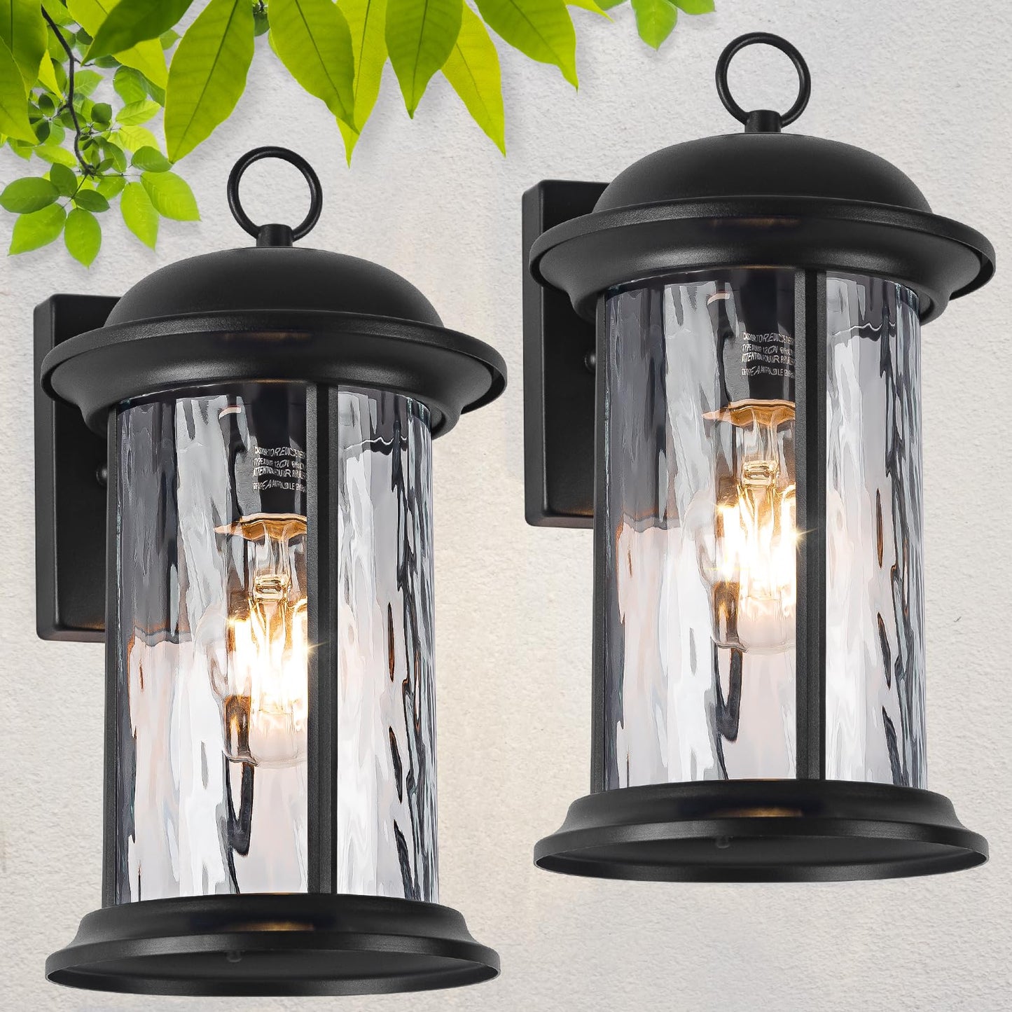 Rynx | Brilvibera 2 Pack Outdoor Waterproof Wall Lamp With Clear Glass Shade, Anti-Rust Porch Lights For Outdoor Use With E26 Socket