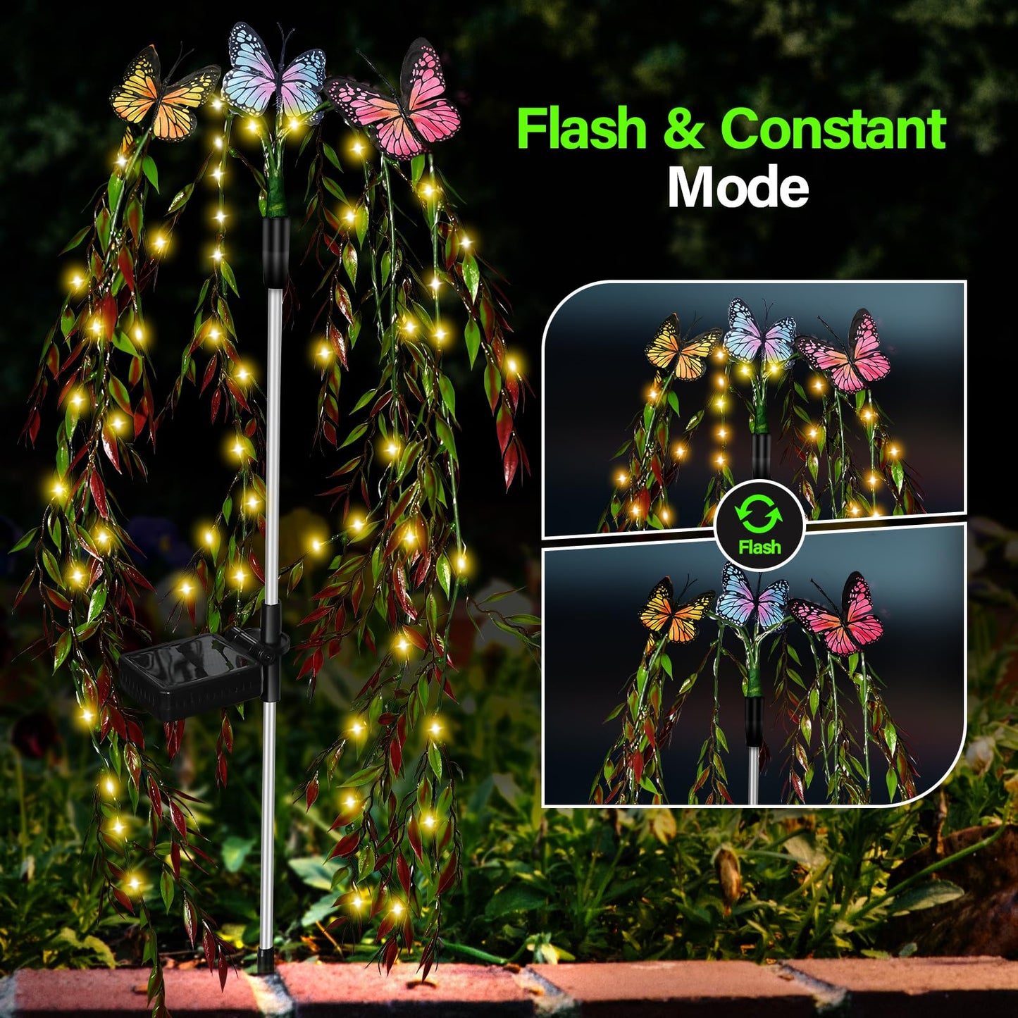 Rynx | Rwnxkarn 69Led Outdoor Solar Light - Waterproof Warm White Butterfly Decor for Garden