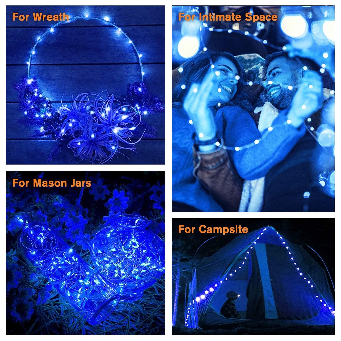 Rynx | Qitong 200 Led Blue Solar Fairy Lights - 66Ft Silver Wire Light Sources For Outdoor Decoration