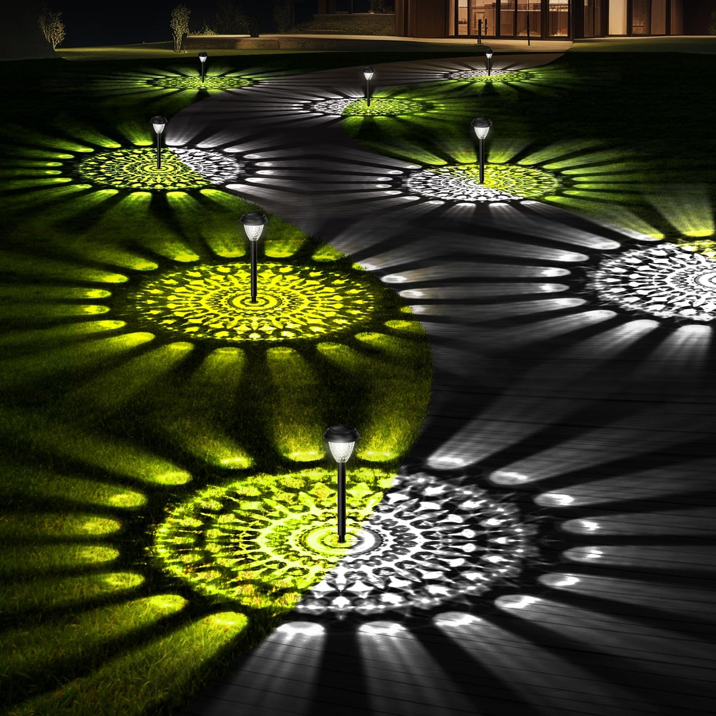 Rynx | Sunow Super Bright Solar Lights For Outside, Up To 12H Solar Lights Outdoor Waterproof, 8 Pack Outdoor Lights Decorative, Garden
