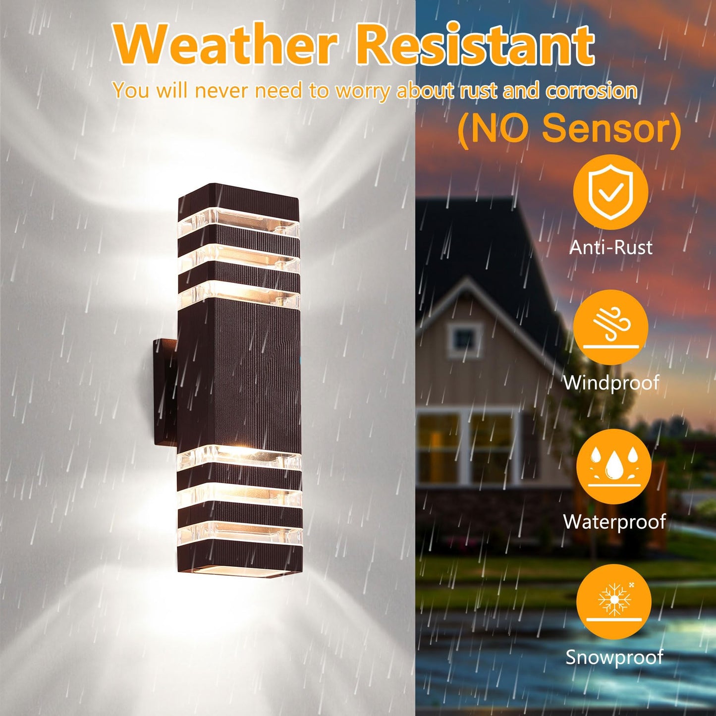 Rynx | Tewei Outdoor Wall Lights 2-pack - Modern Waterproof Aluminum Up & Down Porch Wall Lights, Brown