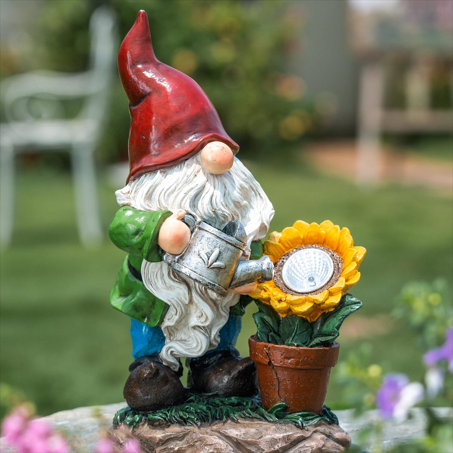 Rynx | Teresa'S Collections Sunflower Garden Gnomes With Solar Light - Cute Resin Garden Decorations