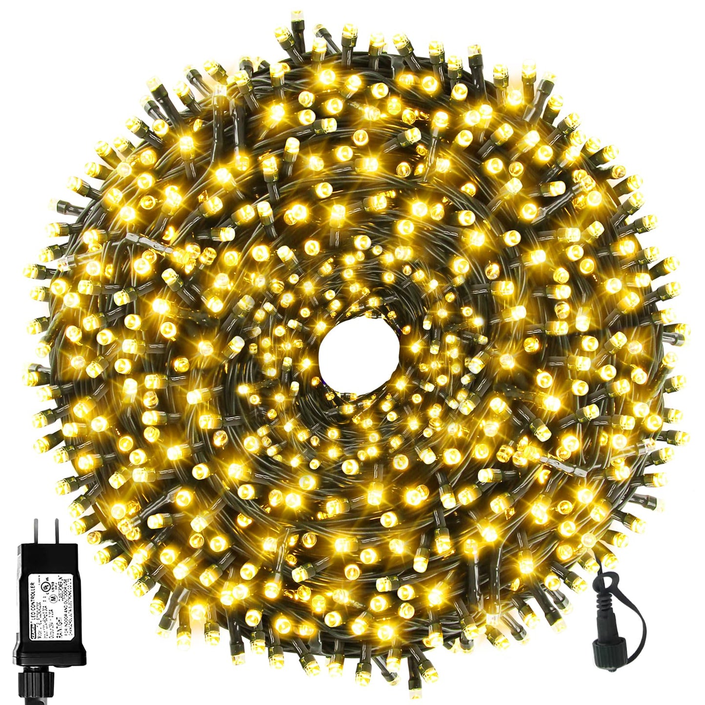 Rynx | Mzd8391 170Ft 500 LED Christmas Lights Outdoor Indoor, Waterproof Christmas Tree Lights For Christmas Decorations With Timer, 8 Modes Memory Function (Warm White)