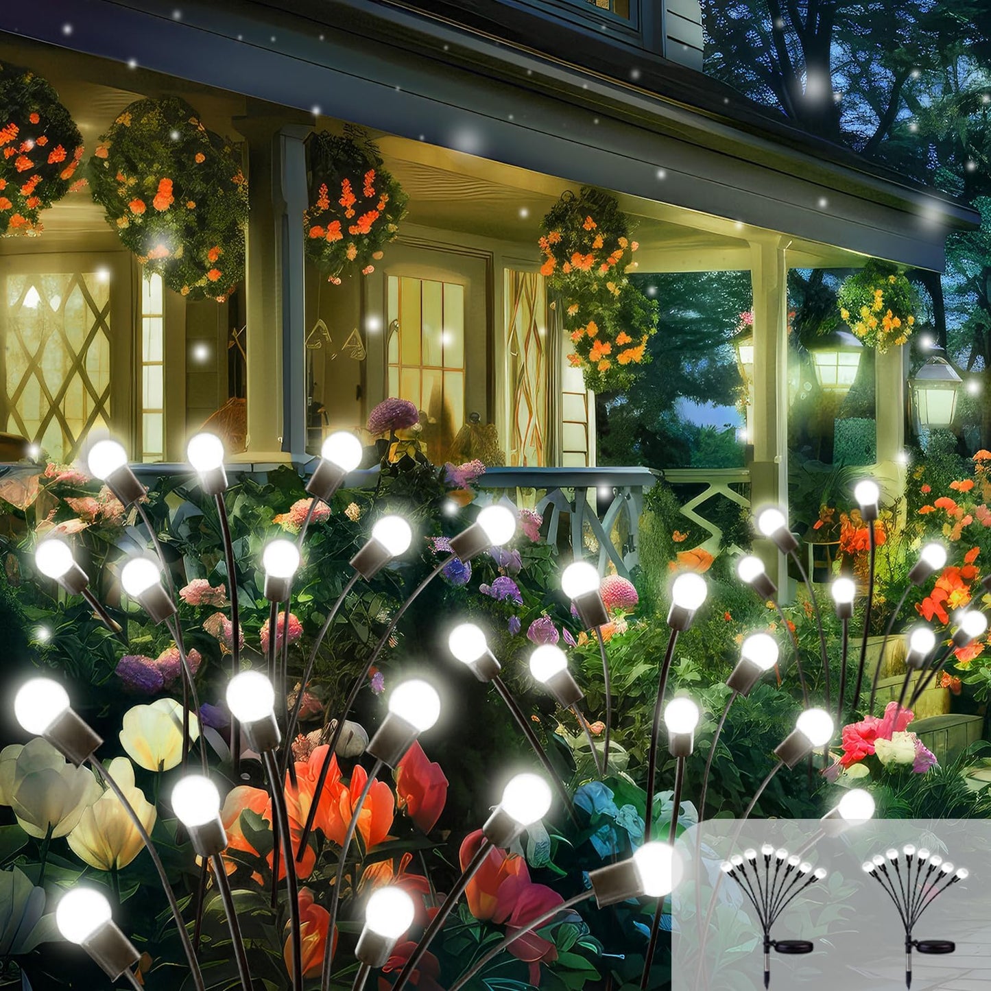Rynx | 2025 Sunlight Outdoor Waterproof, 4 Pack Solar Garden Lights, Solar Glimmering Lights Outdoor Waterproof, Solar Sparkling Swinging