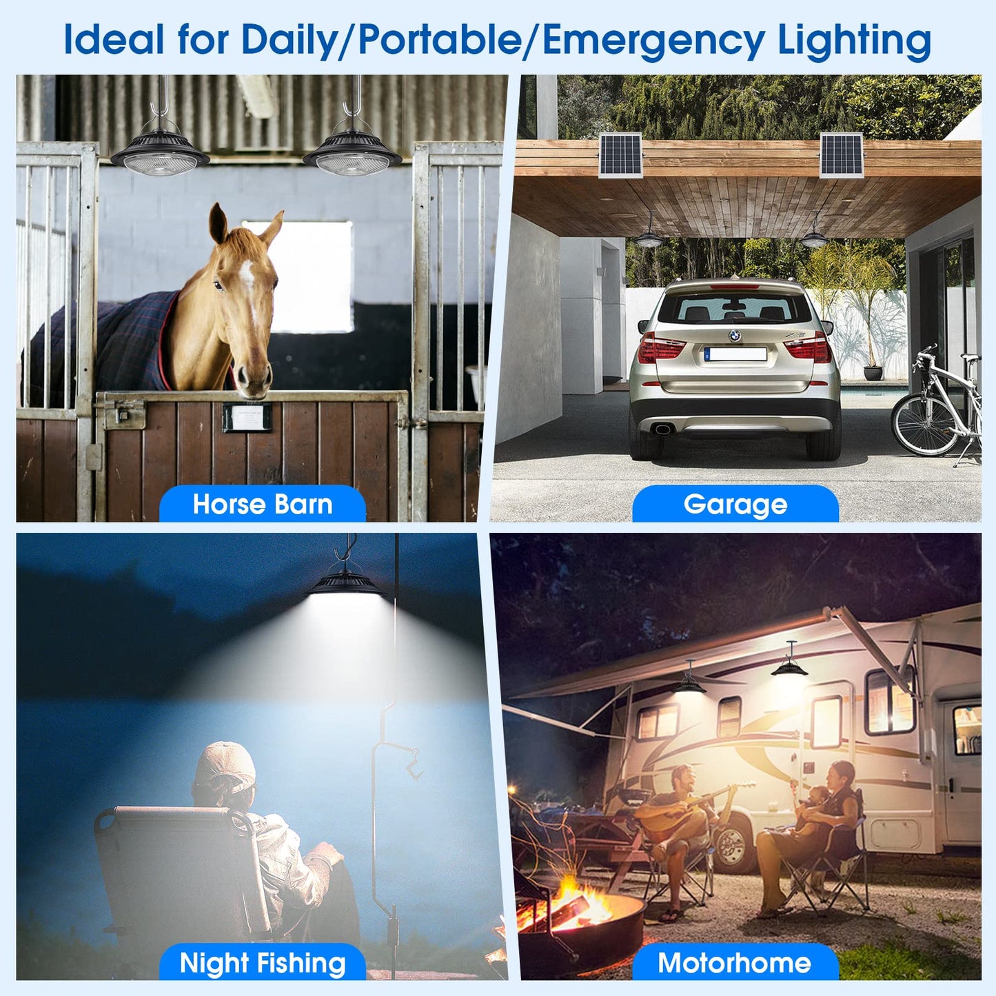Rynx | Uponun Solar Pendant Lamps with Motion Sensor, 5 Modes Dimmable, Waterproof for Indoor/Outdoor