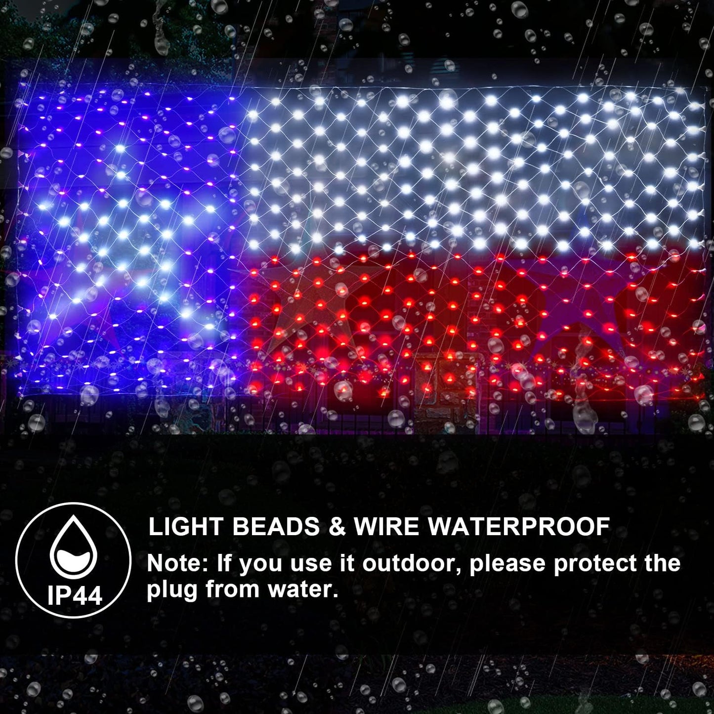 Rynx | Leisure World Led Texas Flag Net Light - 384 Patriotic Lights For Outdoor Decor, 8 Modes