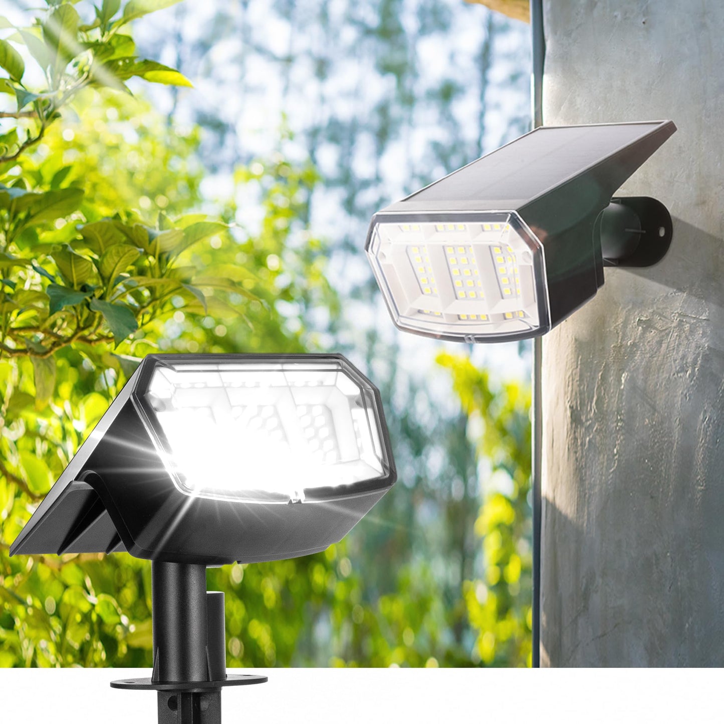Rynx | Coozaming Solar Light Outdoor Waterproof Ip65, 63 Led 3 Lighting Modes Solar-Powered Garden Spotlight Solar Light For Outside