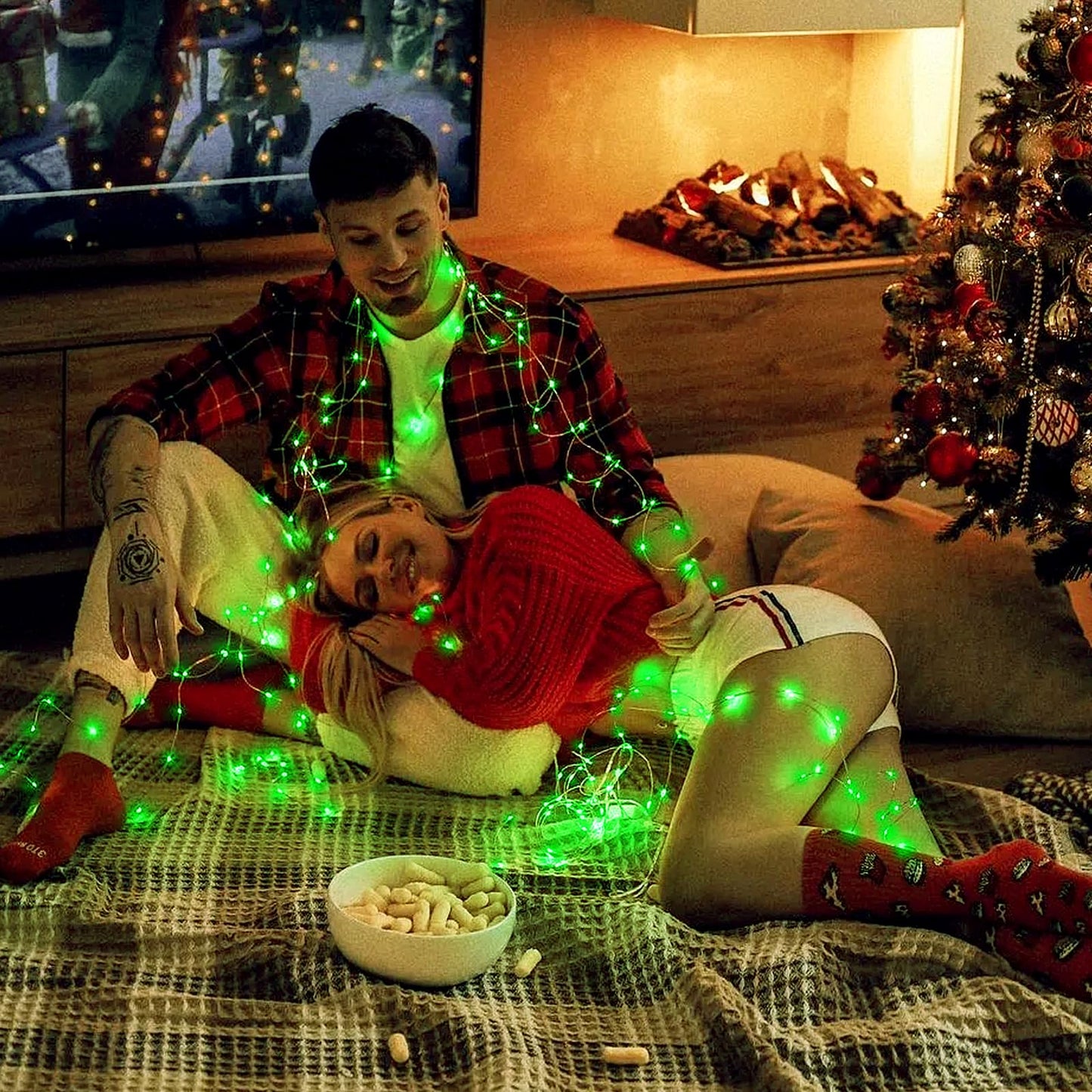 Rynx | Jmexsuss 8 Pack Green Led Fairy Lights - Battery Operated Blinking Lights For Christmas & Party Decor