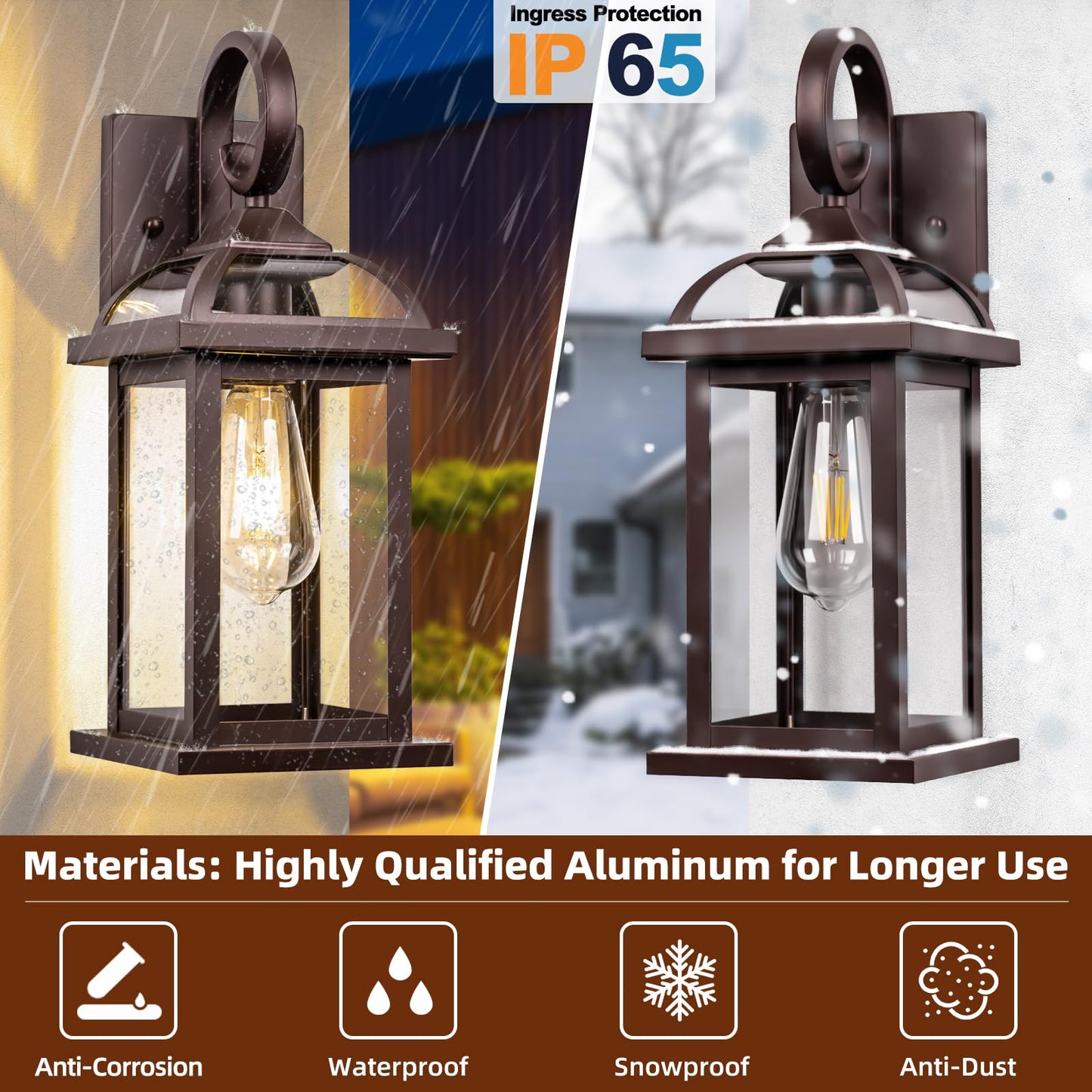 Rynx | Roravilila Oil Used Bronze Outdoor Wall Lamps, 2-Pack Ip65 Water Resistant Sconces