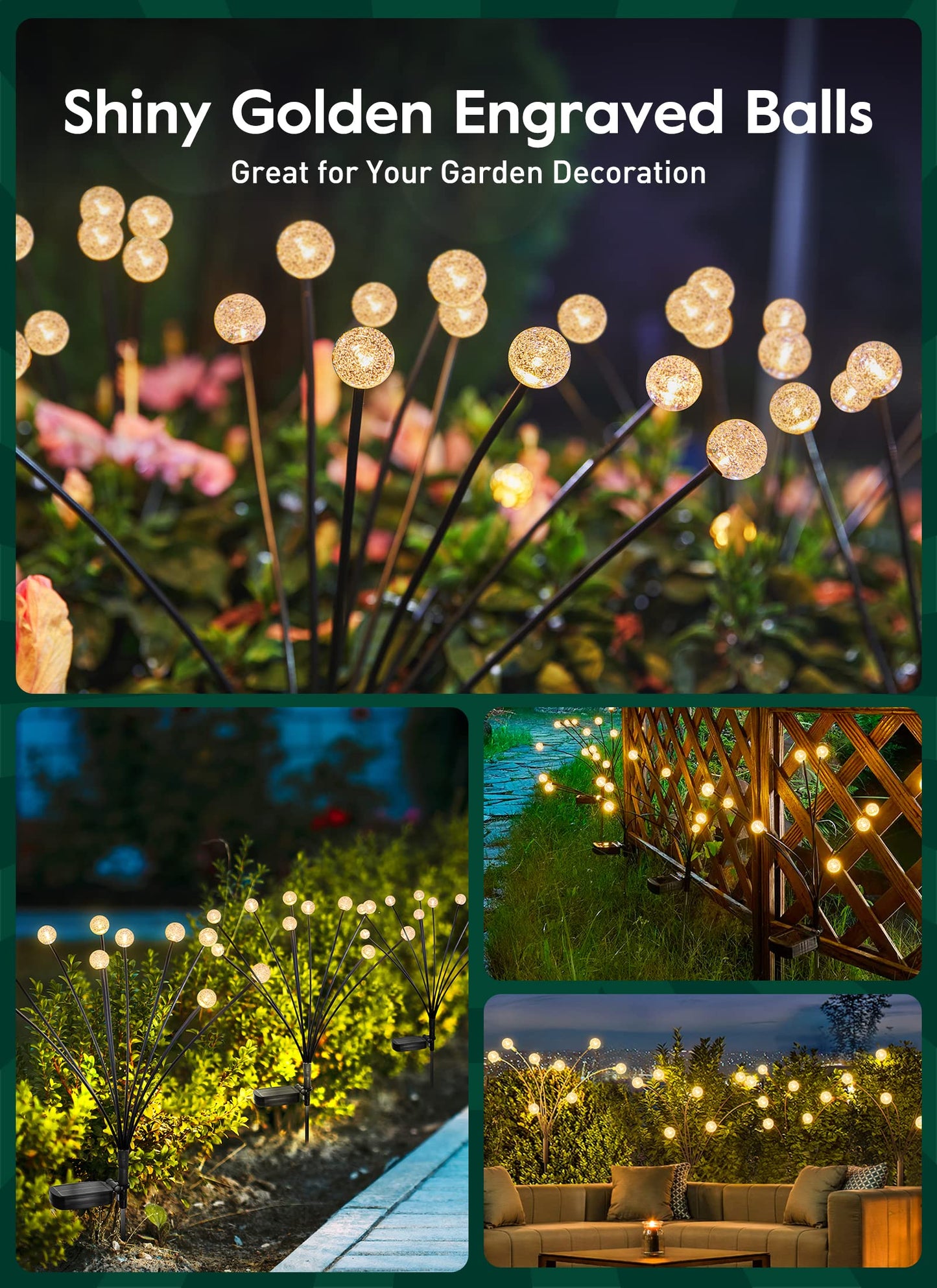 Rynx | Brightown Solar Garden Light - 4 Pack 12 LED Waterproof Beacon Lights, Warm White, Decorative